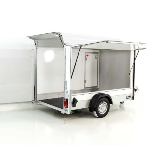 Debon Kofferanhänger C300 Sandwich 148x295cm H:190cm 1,3t, Alu, Polybug, Tür, Klappe, weiß-Neu