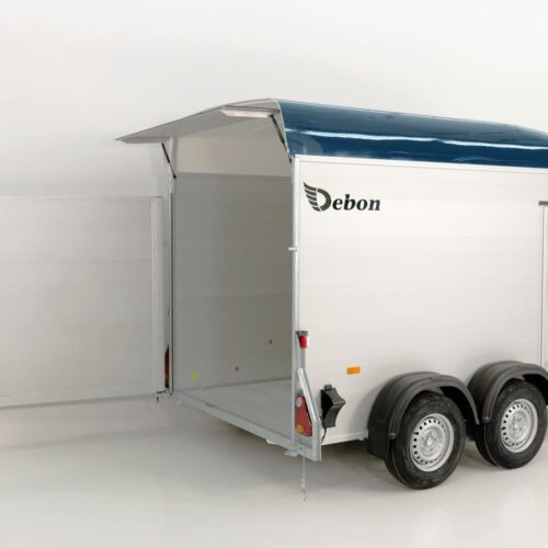 Debon Kofferanhänger C500 164x300cm H:200cm 2,6t, Alu, Polybug, Tür, blau-Neu